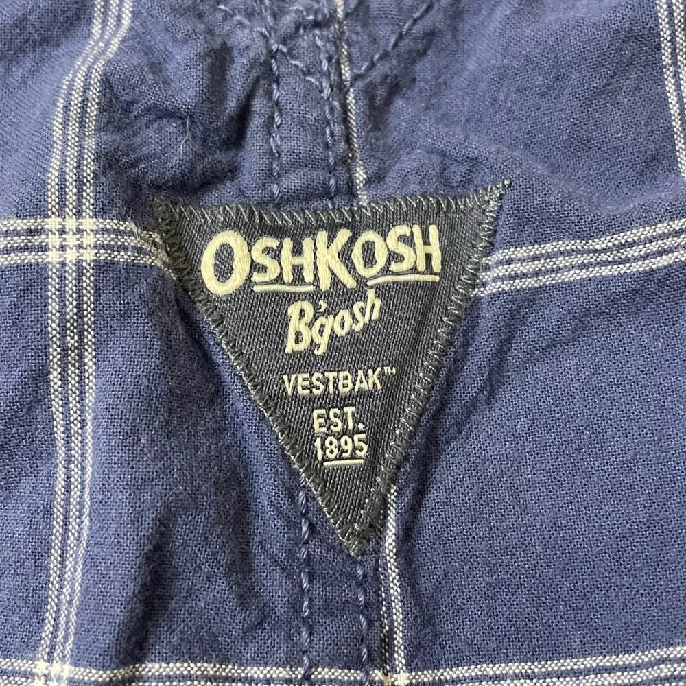 OshKosh B'gosh Baby Size 12M Blue Plaid‎ Shortalls Overalls Kids  Vestbak